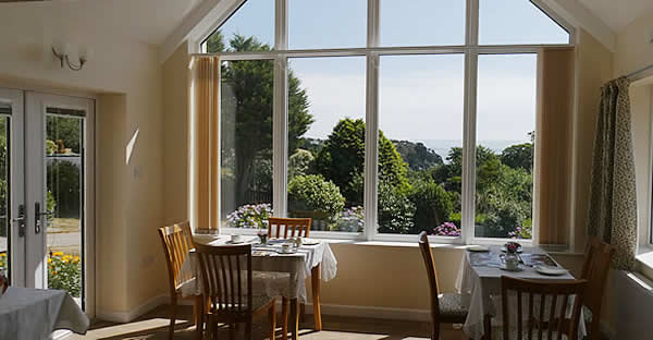 Spacious dining room with lovely view